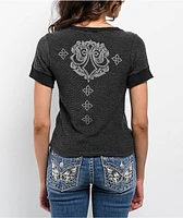 Affliction Step Of Faith Black Terry Cloth Crop T-Shirt