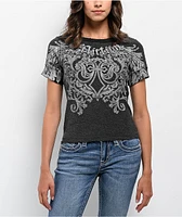 Affliction Step Of Faith Black Terry Cloth Crop T-Shirt