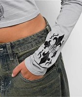 Affliction Syndic Grey Long Sleeve Crop T-Shirt