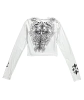 Affliction Syndic Grey Long Sleeve Crop T-Shirt