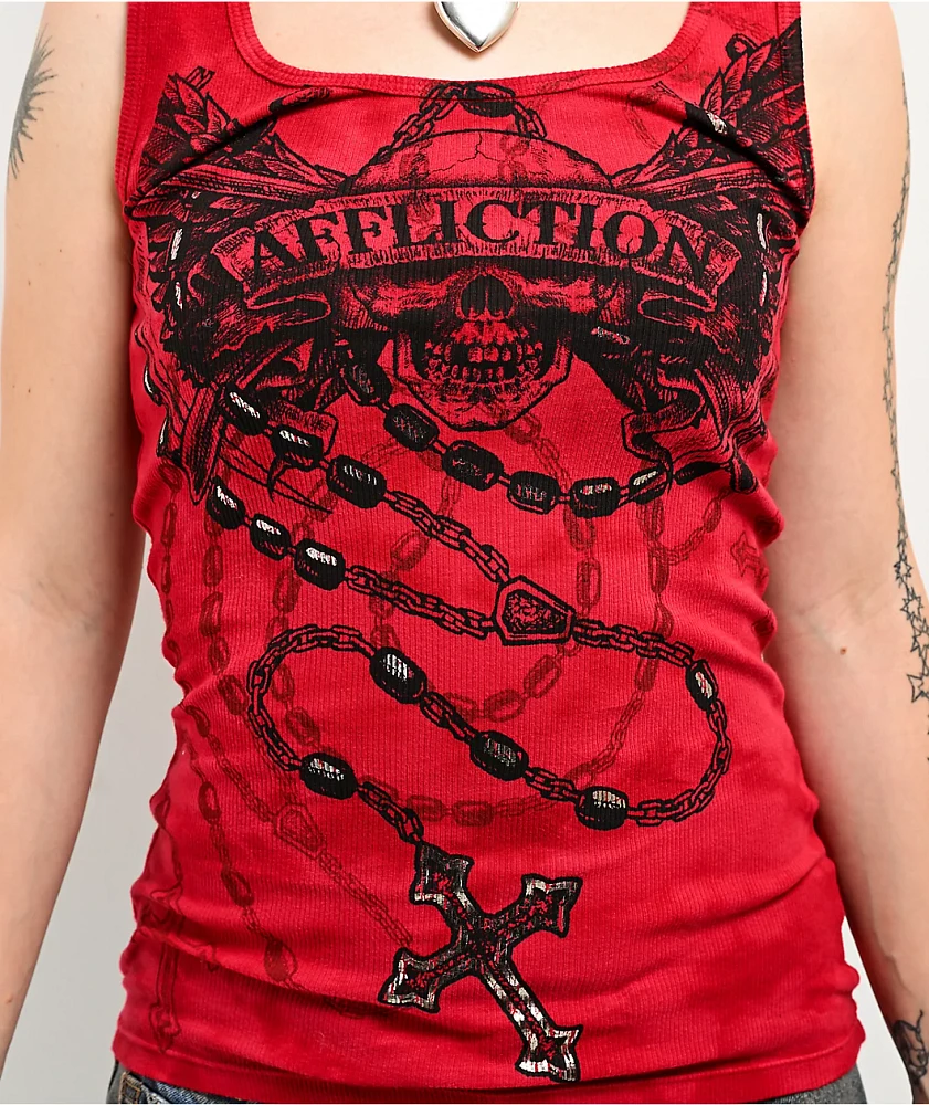 Affliction Sythe Red Tank Top