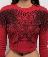Affliction Toxic Wrath Red Long Sleeve Crop T-Shirt