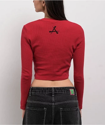 Affliction Toxic Wrath Red Long Sleeve Crop T-Shirt