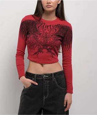 Affliction Toxic Wrath Red Long Sleeve Crop T-Shirt
