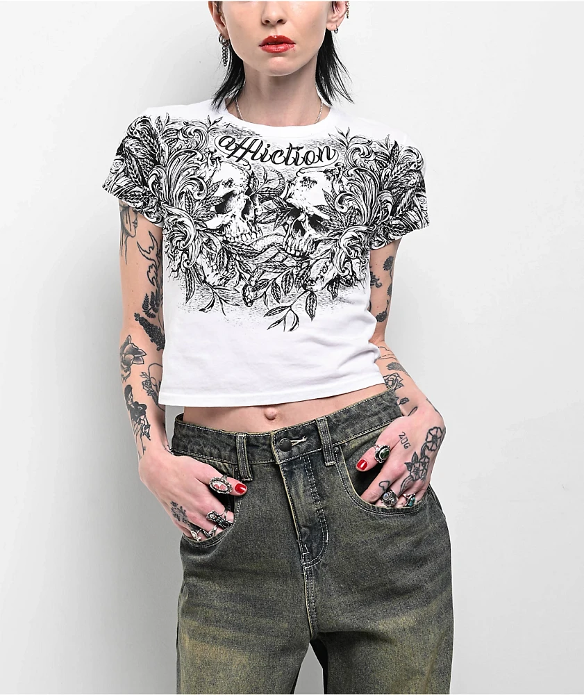 Affliction Tranquil Earth White Crop T-Shirt