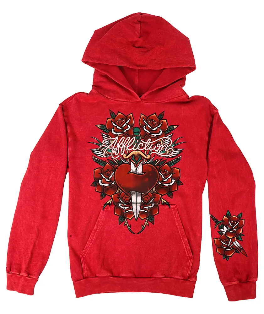 Affliction Viola Heart Dirty Red Lava Wash Hoodie