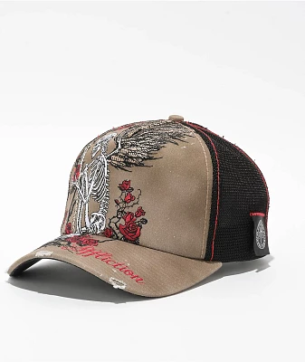 Affliction Winged Reaper Brown & Black Trucker Hat