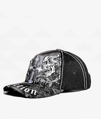 Affliction Winged Up Black Potassium Spray Trucker Hat
