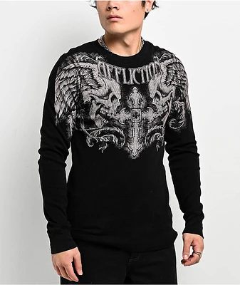 Affliction Winged Up Black Thermal Long Sleeve T-Shirt