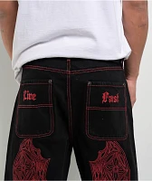 Affliction Wings Wide Leg Black Jeans