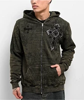 Affliction x Rogue Crosses Dark Brown Zip Hoodie