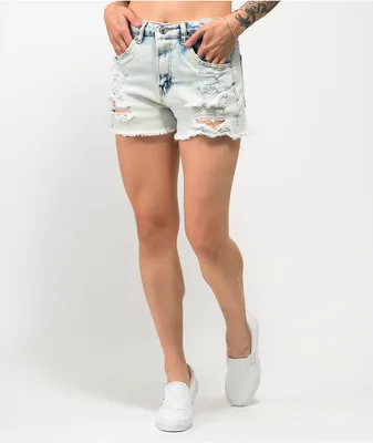 Almost Famous Distressed Light Wash High Rise Shorts