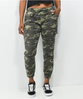 Almost Famous Green Camo Cargo Jogger Pants