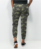 Almost Famous Green Camo Cargo Jogger Pants