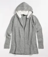 Almost Famous Sherpa Grey Hooded Cardigan