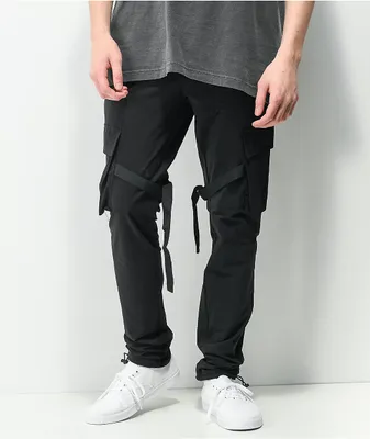 Black Cargo Pants With Straps