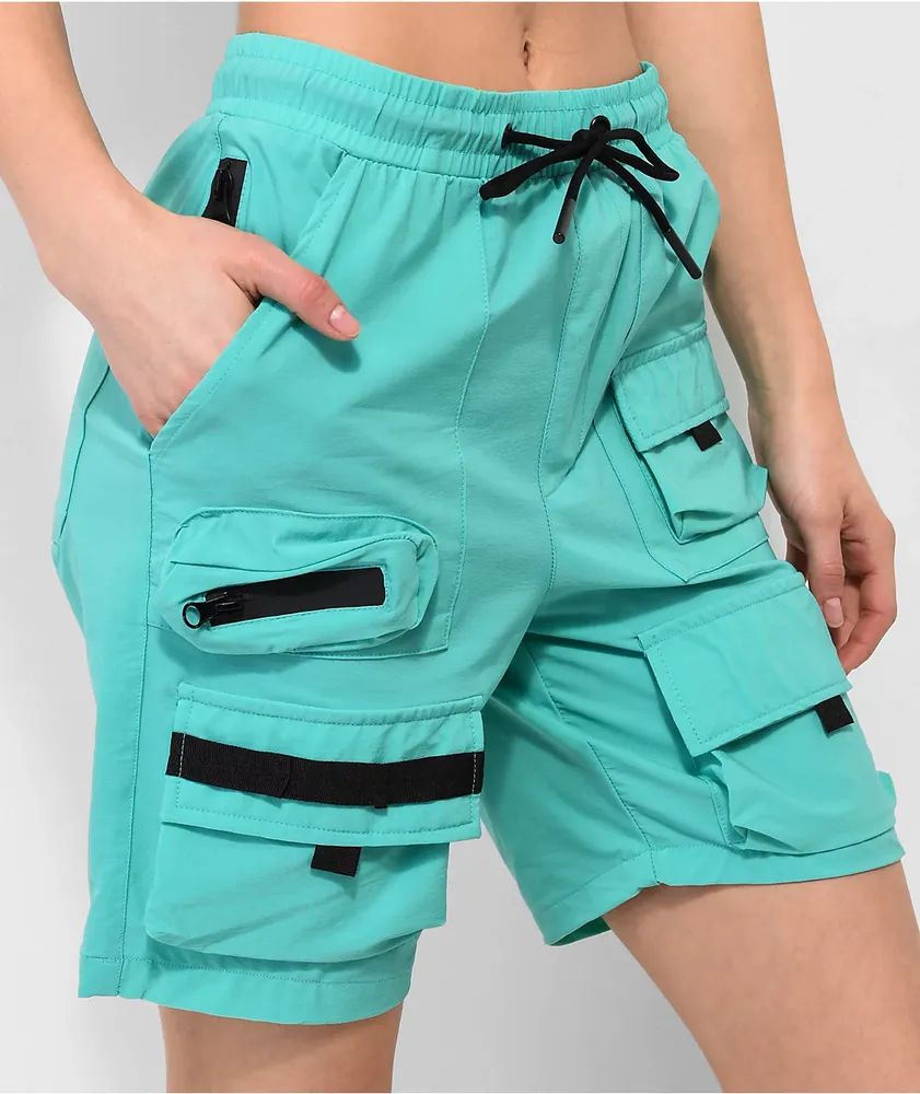 American Stitch Green Nylon Cargo Shorts