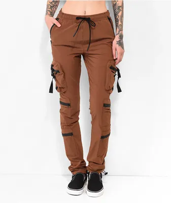 American Stitch Multi Pocket Reflective Brown Cargo Pants