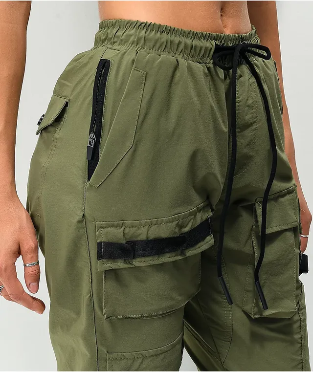 American Stitch Olive Strap Nylon Cargo Pants