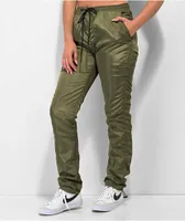 American Stitch Olive Satin Jogger Pants