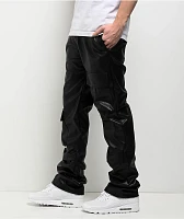 American Stitch Pleather Black Flare Cargo Pants