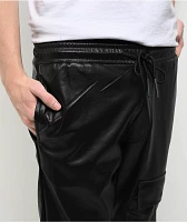 American Stitch Pleather Black Flare Cargo Pants