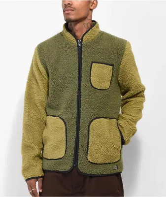 American Stitch Sherpa Zip Olive Tech Fleece Jacket