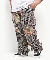 American Stitch Tapestry Multi & Red Cargo Pants