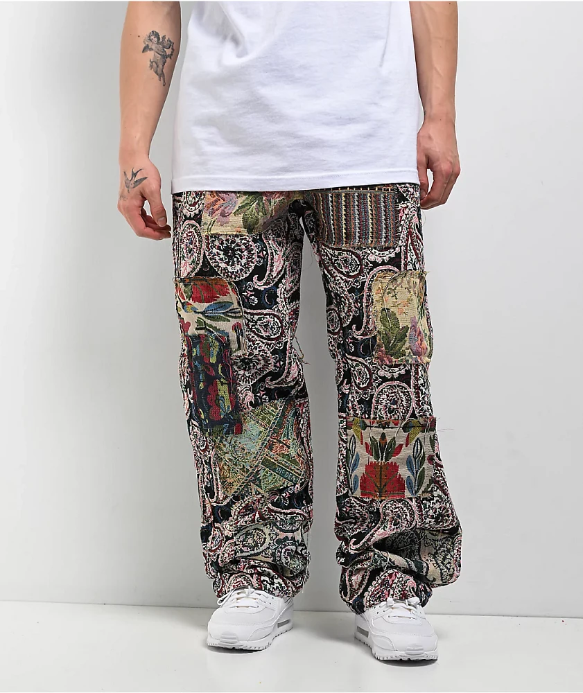 American Stitch Tapestry Multi & Red Cargo Pants