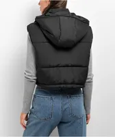 Angel Kiss Black Crop Puffer Vest