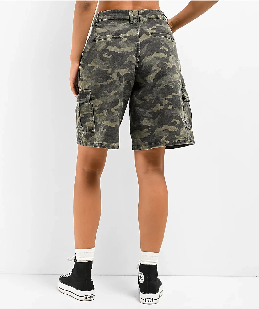 Angel Kiss Slouchy Camo Cargo Shorts