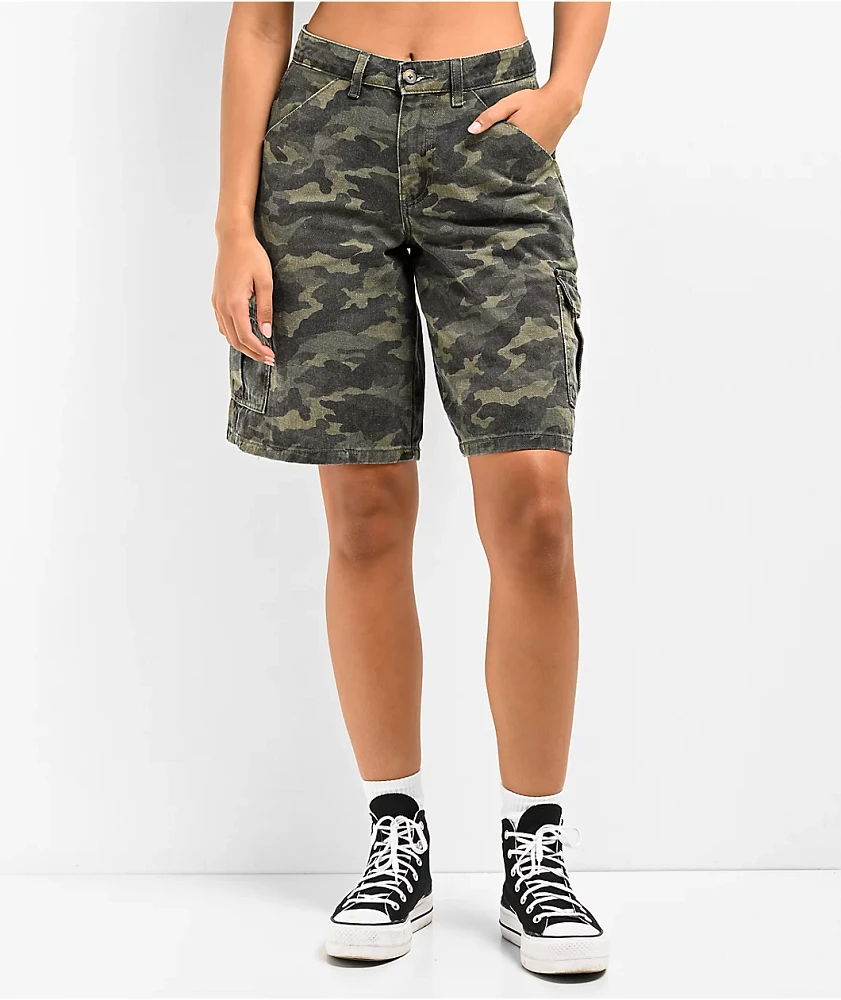 Angel Kiss Slouchy Camo Cargo Shorts