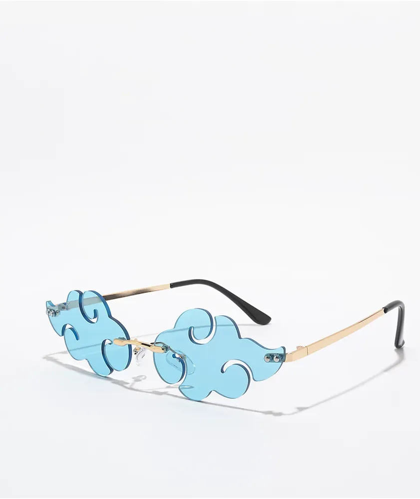 Anime Blue Cloud Swirl Frameless Sunglasses