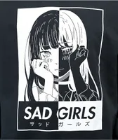 Animebae Cute Split Black Crew Neck Sweatshirt