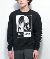 Animebae Cute Split Black Crew Neck Sweatshirt