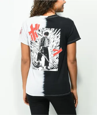 Animebae Deadman Split Black & White Tie Dye T-Shirt