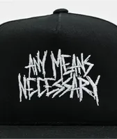 Any Means Necessary Scratchy Black Snapback Hat