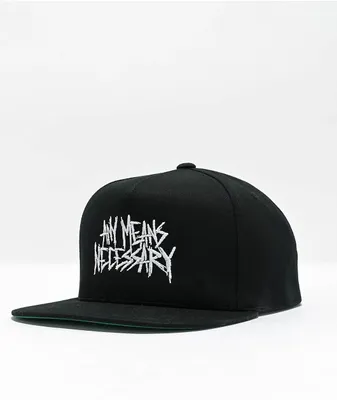 Any Means Necessary Scratchy Black Snapback Hat