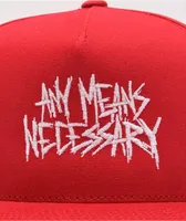 Any Means Necessary Scratchy Red Trucker Hat