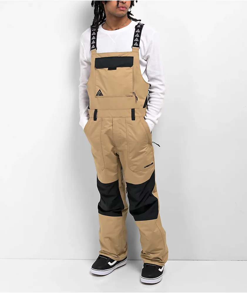 Aperture Tugboat Khaki 10K Snowboard Bib Pants 