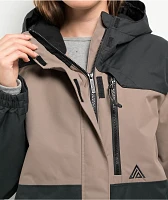 Aperture Women's Ranger Asymmetrical Deep Taupe & Black 10K Snowboard Jacket