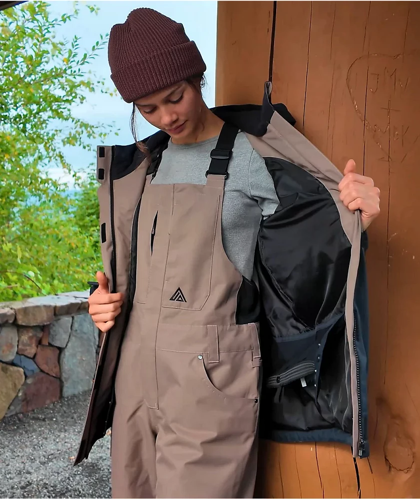 Aperture Women's Ranger Asymmetrical Deep Taupe & Black 10K Snowboard Jacket