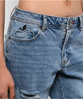 Apple Bottoms Forbidden Fit Destructed Blue Wash Straight Leg Jeans