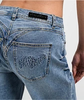 Apple Bottoms Forbidden Fit Destructed Blue Wash Straight Leg Jeans