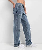 Apple Bottoms Forbidden Fit Destructed Blue Wash Straight Leg Jeans