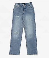 Apple Bottoms Forbidden Fit Destructed Blue Wash Straight Leg Jeans