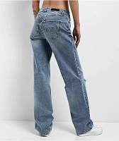 Apple Bottoms Forbidden Fit Destructed Blue Wash Straight Leg Jeans