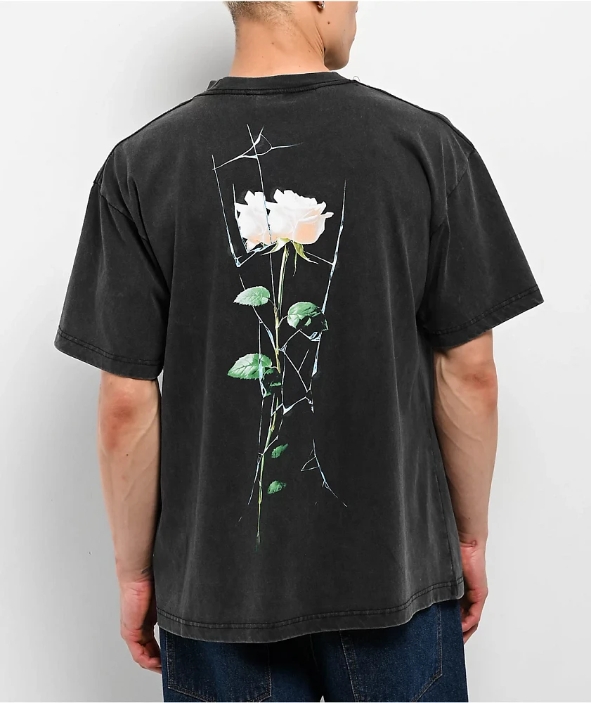 April Cracked Rose Black Wash T-Shirt