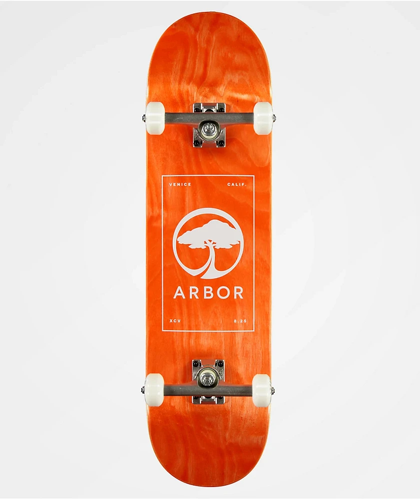 Arbor Street Logo Orange 8.25" Skateboard Complete