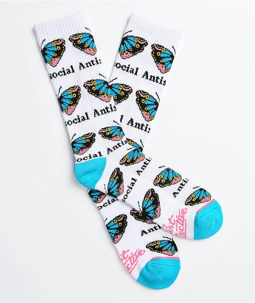 Artist Collective Antisocial White Crew Socks